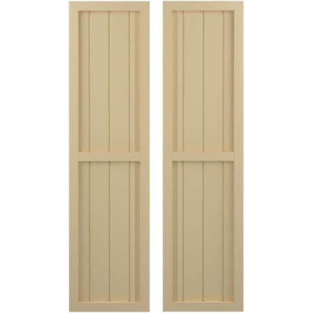 Americraft 4-Board Exterior Wood 2 Equal Panel Framed Board-n-Batten Shutters, ARW101BF414X61NTH